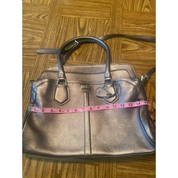 Cole Haan Metallic Leather Satchel Handbag With Shoulder Strap zip closure - Picture 7 of 9